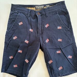 Dirty Laundry Navy Blue Flag Embroidered Men's Shorts